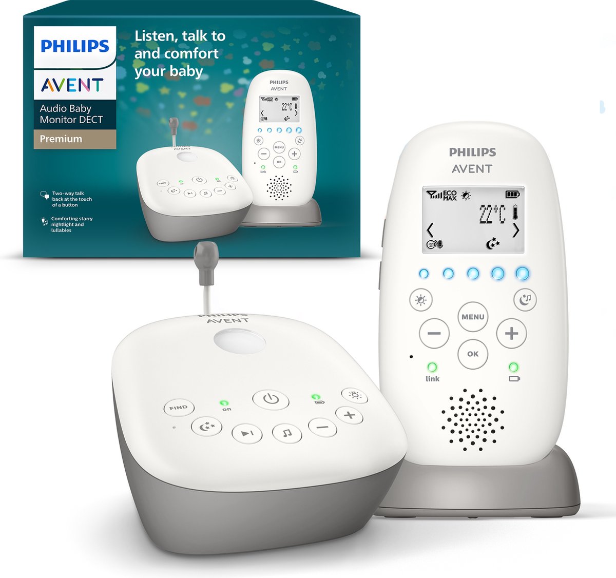 Philips Avent SCD733/26 DECT Baby Monitor with Nightstar Lamp